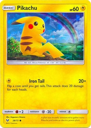 Pikachu (28/73) (Lets Play, Pikachu Cracked Ice Holo) (Theme Deck Exclusives) [Sun & Moon: Shining Legends]-1