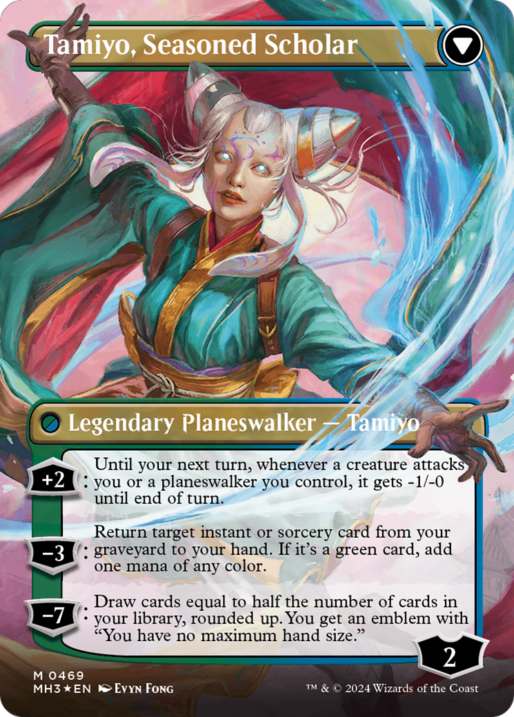Tamiyo, Inquisitive Student // Tamiyo, Seasoned Scholar (Borderless) (Textured Foil) [Modern Horizons 3]-2