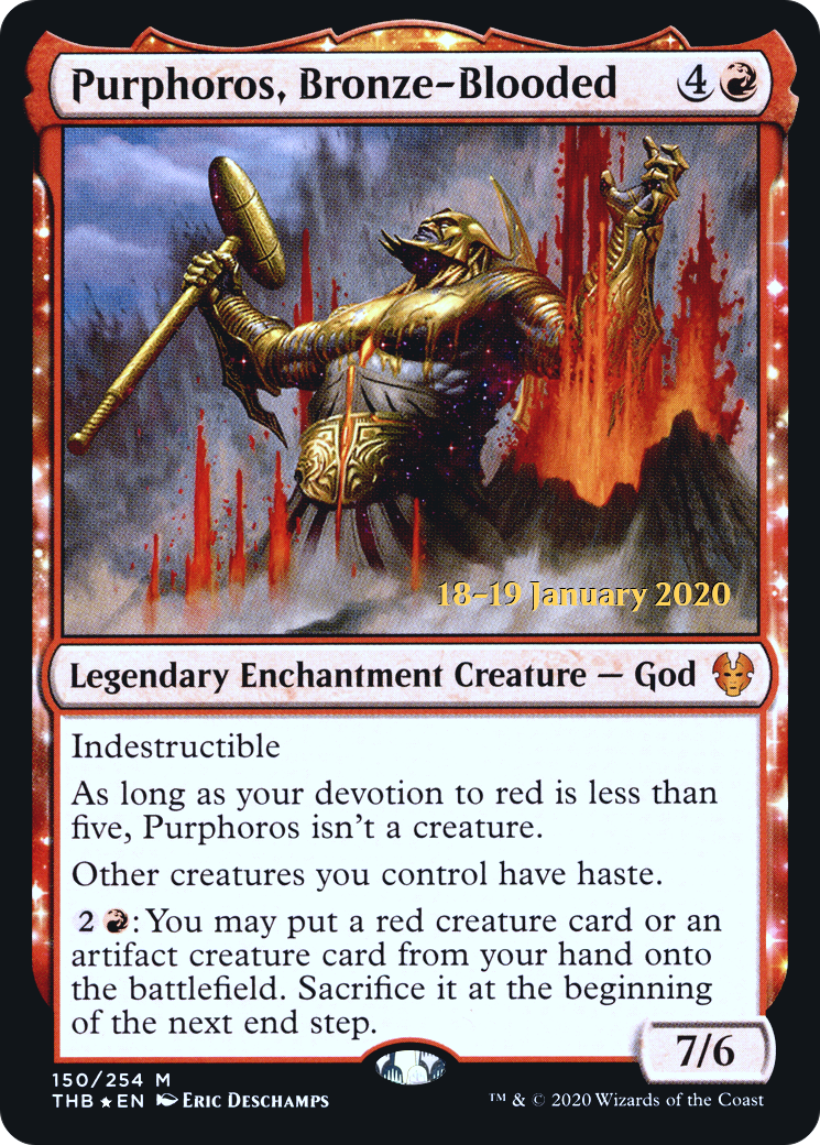 Purphoros, Bronze-Blooded [Theros Beyond Death Prerelease Promos]-1