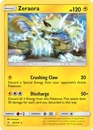 Zeraora (60/214) (Cracked Ice Holo) (Theme Deck Exclusive) [Sun & Moon: Unbroken Bonds]-1