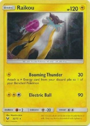 Raikou (32/73) (Lets Play, Pikachu Cracked Ice Holo) (Theme Deck Exclusive) [Sun & Moon: Shining Legends]-1