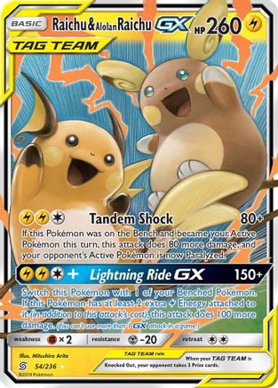 Raichu & Alolan Raichu GX (54/236) [Sun & Moon: Unified Minds]-1