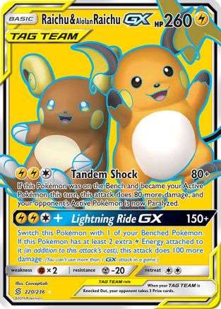 Raichu & Alolan Raichu GX (220/236) [Sun & Moon: Unified Minds]-1