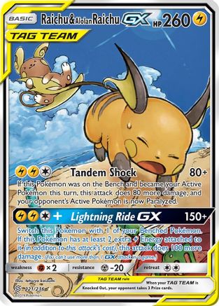 Raichu & Alolan Raichu GX (221/236) [Sun & Moon: Unified Minds]-1