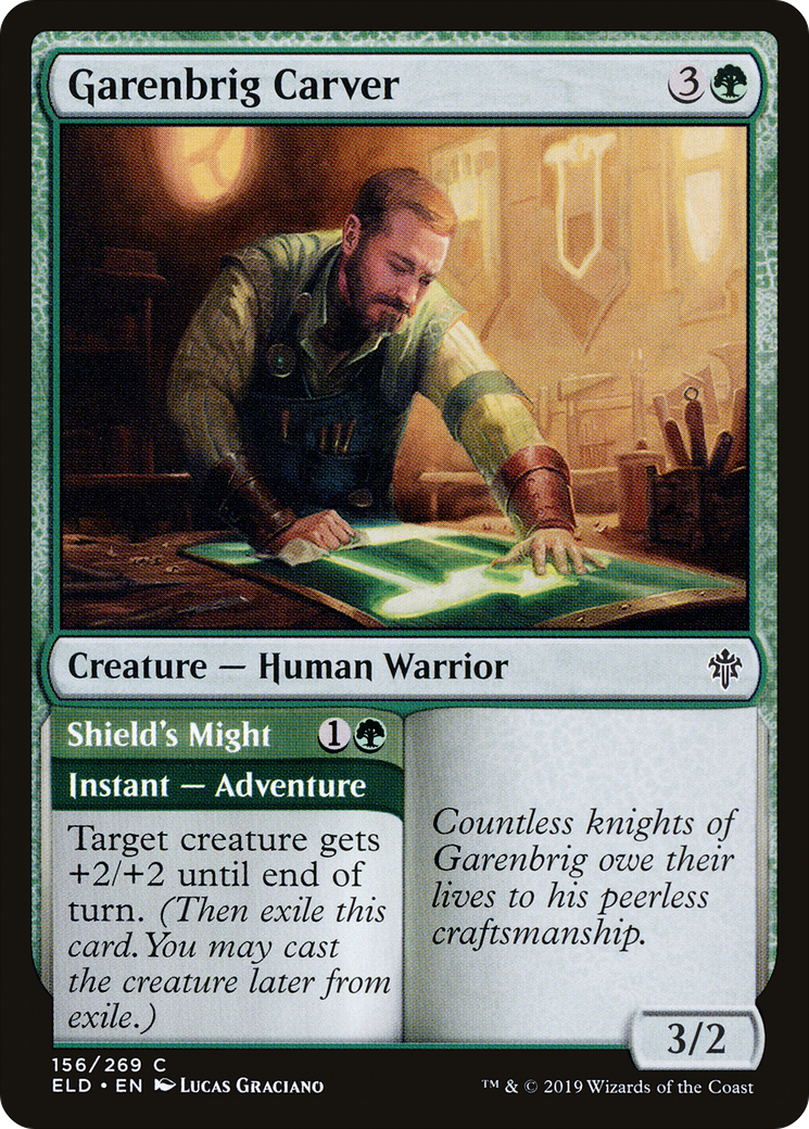 Garenbrig Carver // Shield's Might [Throne of Eldraine]-1
