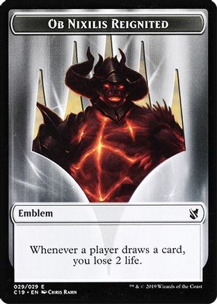Emblem - Ob Nixilis Reignited // Zombie (010) Double-Sided Token (C19-29 // 10) - Commander 2019-1