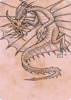Ancient Gold Dragon // Ancient Gold Dragon (ACLB-044) - Battle for Baldur's Gate Art Series (Borderless) Foil-1