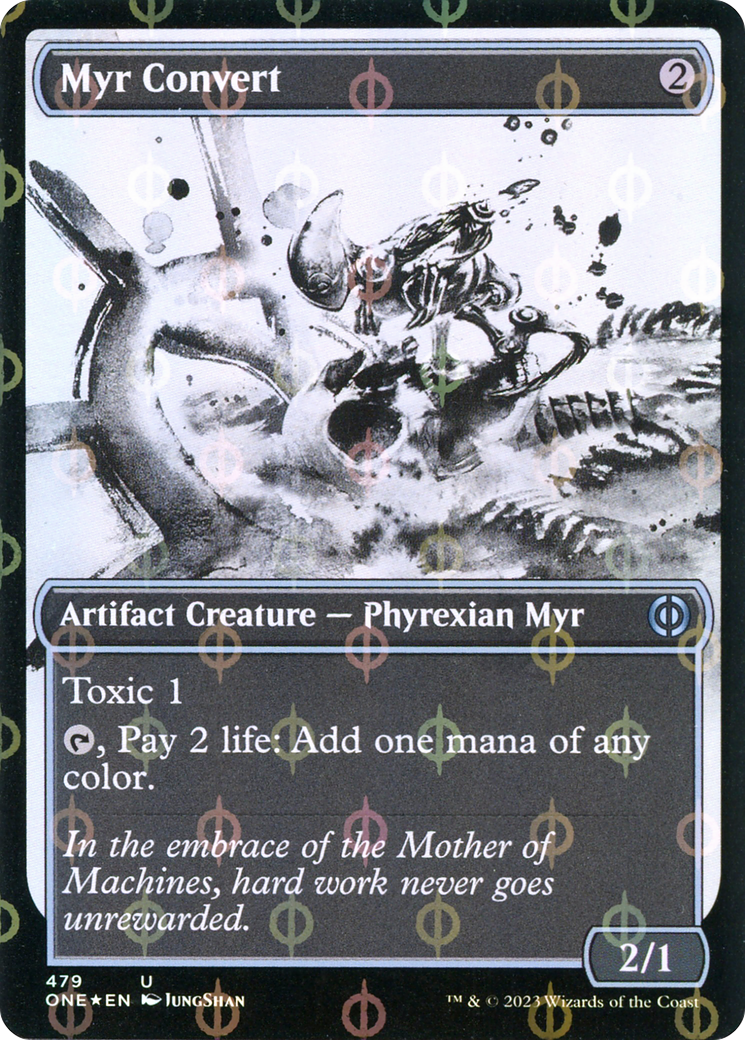 Myr Convert (Showcase Ichor Step-and-Compleat Foil) [Phyrexia: All Will Be One]-1