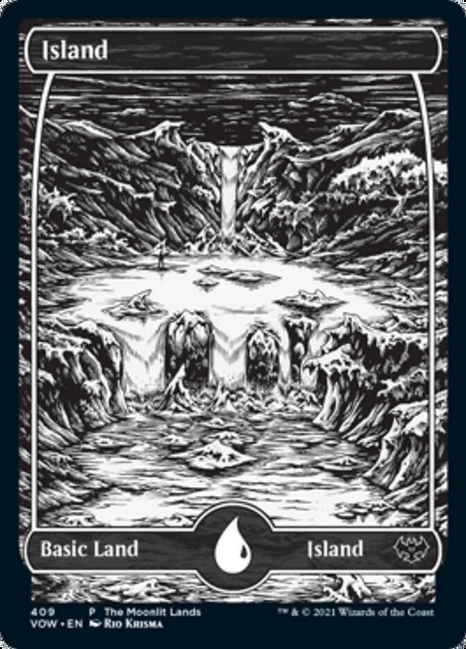 Island (The Moonlit Lands) (Foil Etched) [Innistrad: Crimson Vow Promos]-1
