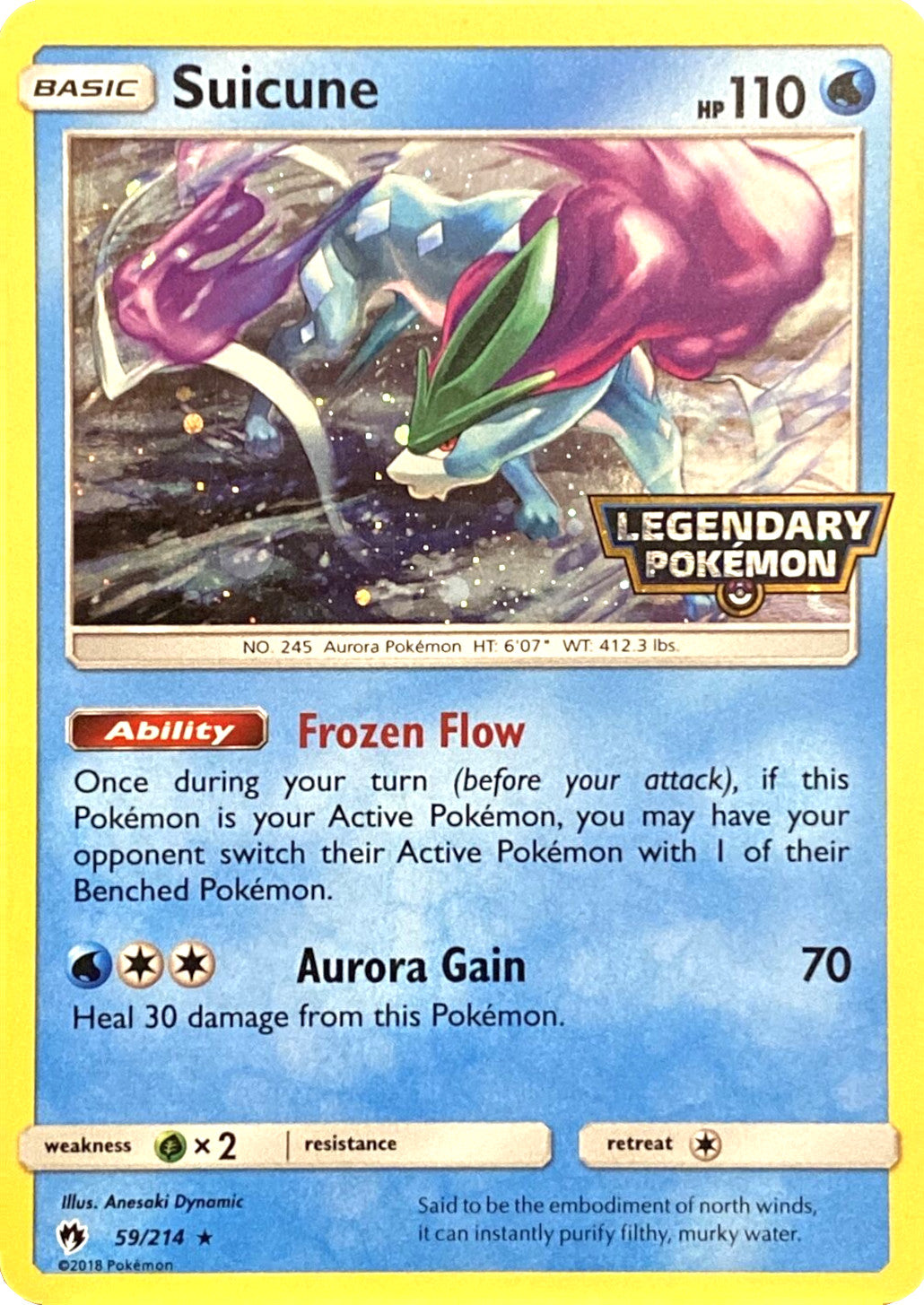 Suicune (59/214) (Legendary Pokemon Stamped) [Sun & Moon: Lost Thunder]-1