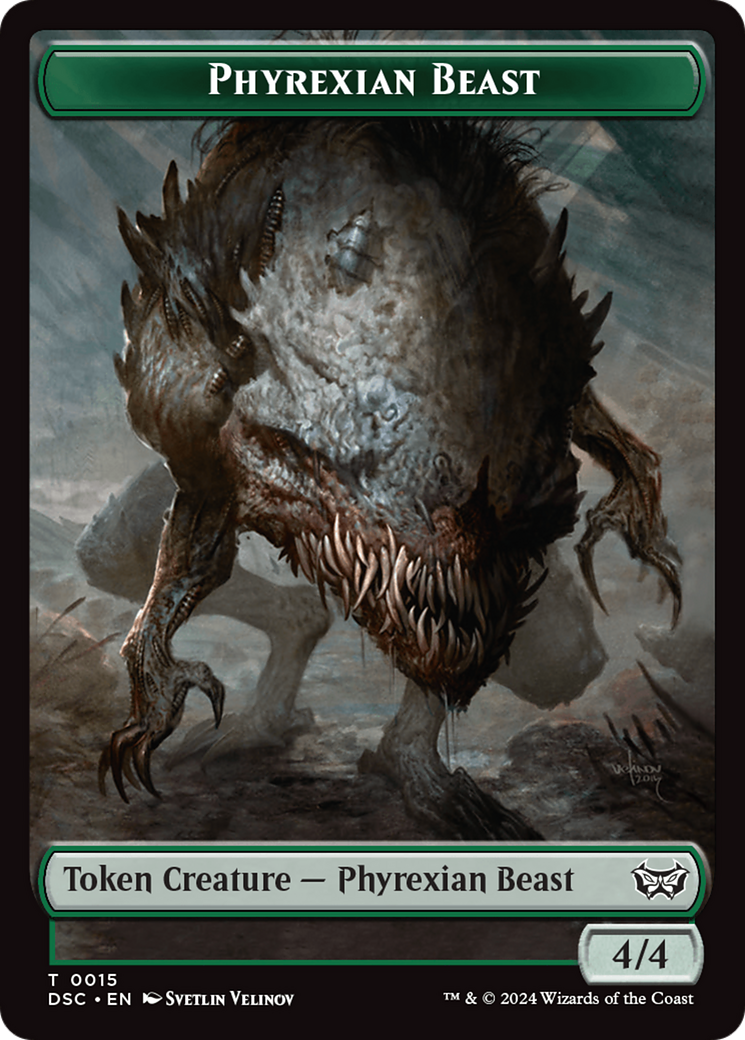 Phyrexian Beast //Manifest Double-Sided Token [Duskmourn: House of Horror Commander Tokens]-1