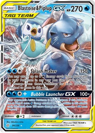 Blastoise & Piplup GX (38/236) [Sun & Moon: Cosmic Eclipse]-1
