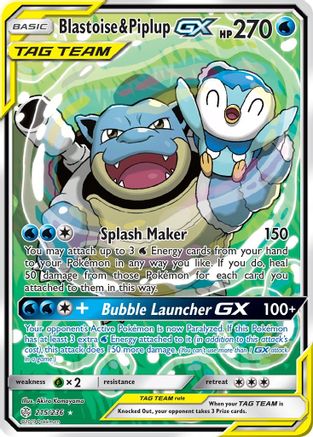 Blastoise & Piplup GX (215/236) [Sun & Moon: Cosmic Eclipse]-1