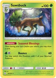 Sawsbuck (16/236) (Prerelease Kit Exclusive) (Theme Deck Exclusive) [Sun & Moon: Cosmic Eclipse]-1