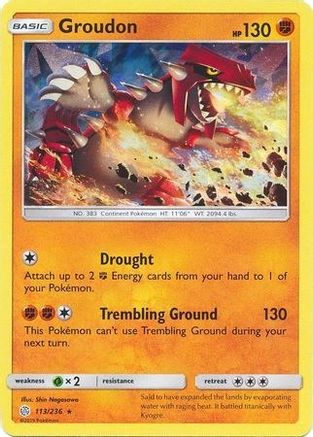 Groudon (113/236) (Cracked Ice Holo) (Theme Deck Exclusive) [Sun & Moon: Cosmic Eclipse]-1