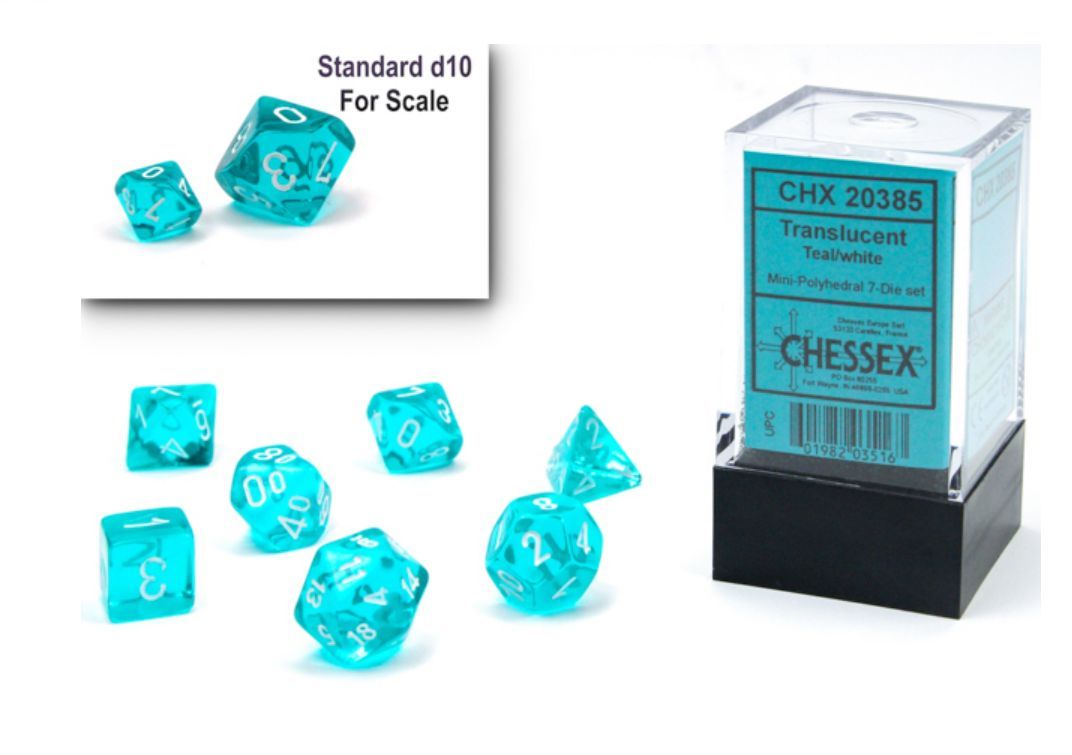 CHX 20385 Translucent Mini Teal/White 7-Die Set-1