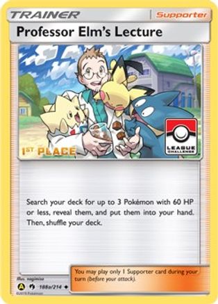 Professor Elm's Lecture (188a/214) (League Promo 1st Place) [Sun & Moon: Lost Thunder]-1