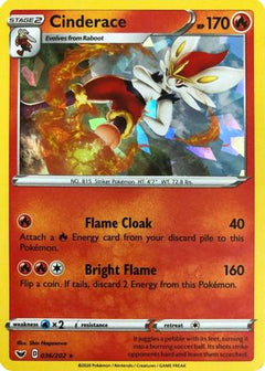 Cinderace (036/202) (Cracked Ice Holo) (Theme Deck Exclusives) [Sword & Shield: Base Set]-1