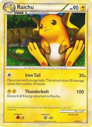 Raichu (10/123) (Cracked Ice Holo) [HeartGold & SoulSilver: Base Set]-1