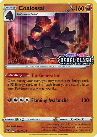Coalossal (SWSH024) (Staff Prerelease Promo) [Sword & Shield: Black Star Promos]-1