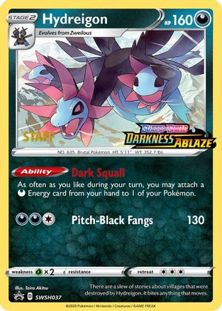 Hydreigon (SWSH037) (Staff Prerelease Promo) [Sword & Shield: Black Star Promos]-1
