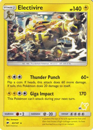 Electivire (43/147) (Pikachu Stamp #53) [Battle Academy 2020]-1