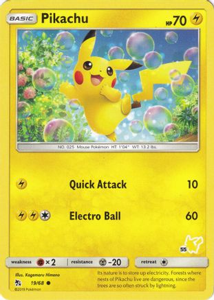 Pikachu (19/68) (Pikachu Stamp #55) [Battle Academy 2020]-1