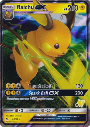 Raichu GX (20/68) (Pikachu Stamp #60) [Battle Academy 2020]-1