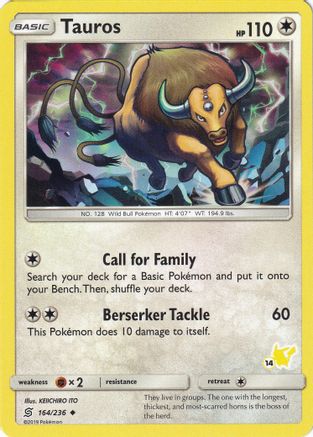 Tauros (164/236) (Pikachu Stamp #14) [Battle Academy 2020]-1