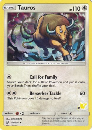 Tauros (164/236) (Pikachu Stamp #37) [Battle Academy 2020]-1