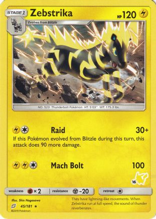 Zebstrika (45/181) (Pikachu Stamp #16) [Battle Academy 2020]-1