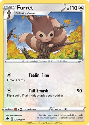 Furret (136/189) [Sword & Shield: Darkness Ablaze]-1