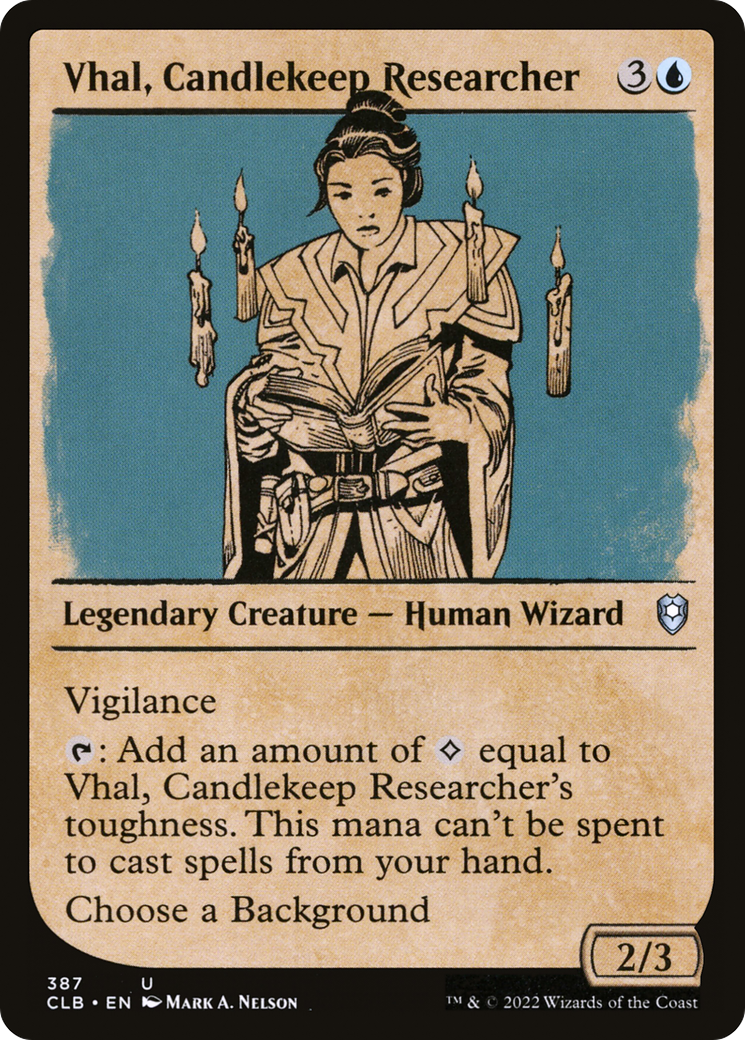 Vhal, Candlekeep Researcher (Showcase) (CLB-387) - Commander Legends: Battle for Baldur's Gate: (Showcase) Foil-1