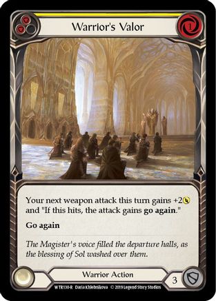 Warrior's Valor (Yellow) [U-WTR130] (Welcome to Rathe Unlimited)  Unlimited Rainbow Foil-3