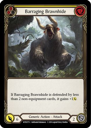 Barraging Brawnhide (Yellow) [WTR177-C] (Welcome to Rathe)  Alpha Print Rainbow Foil-1