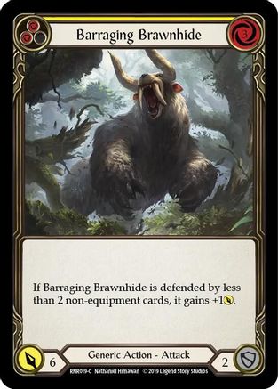 Barraging Brawnhide (Yellow) [RNR019-C] (Rhinar Hero Deck)  1st Edition Normal-1