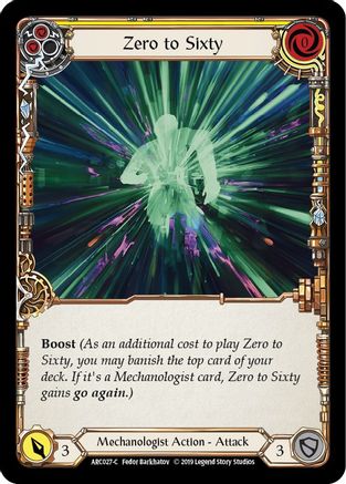Zero to Sixty (Yellow) [U-ARC027] (Arcane Rising Unlimited)  Unlimited Rainbow Foil