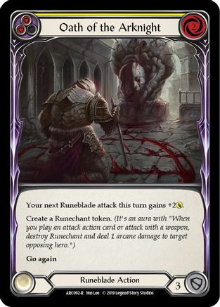 Oath of the Arknight (Yellow) [ARC092-R] (Arcane Rising)  1st Edition Normal-1