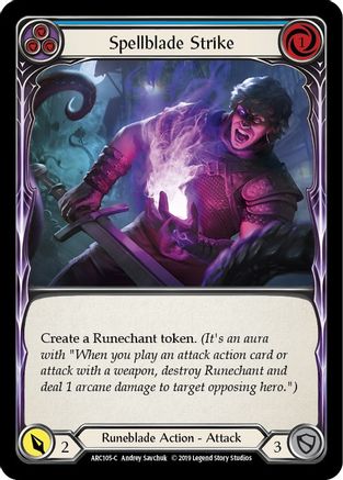 Spellblade Strike (Blue) [ARC105-C] (Arcane Rising)  1st Edition Rainbow Foil-1
