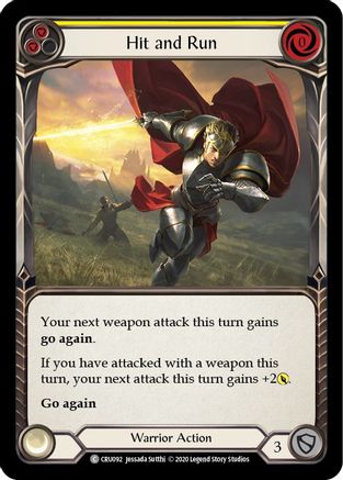 Hit and Run (Yellow) [CRU092] (Crucible of War)  1st Edition Rainbow Foil-1