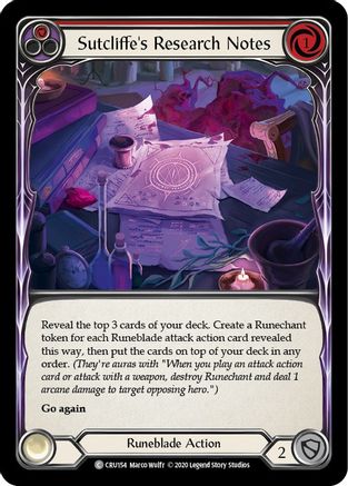 Sutcliffe's Research Notes (Red) [CRU154] (Crucible of War)  1st Edition Rainbow Foil-1