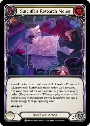 Sutcliffe's Research Notes (Yellow) [U-CRU155] (Crucible of War Unlimited)  Unlimited Rainbow Foil-1