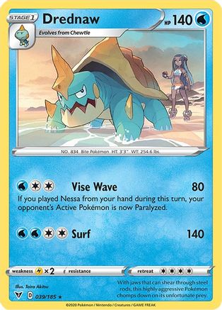 Drednaw (039/185) (Cracked Ice Holo) (Theme Deck Exclusive) [Sword & Shield: Vivid Voltage]-1