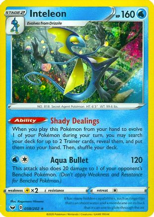 Inteleon (058/202) (Cosmos Holo) [Sword & Shield: Base Set]-1