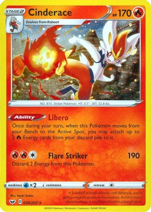 Cinderace (034/202) (Cosmos Holo) [Sword & Shield: Base Set]-1