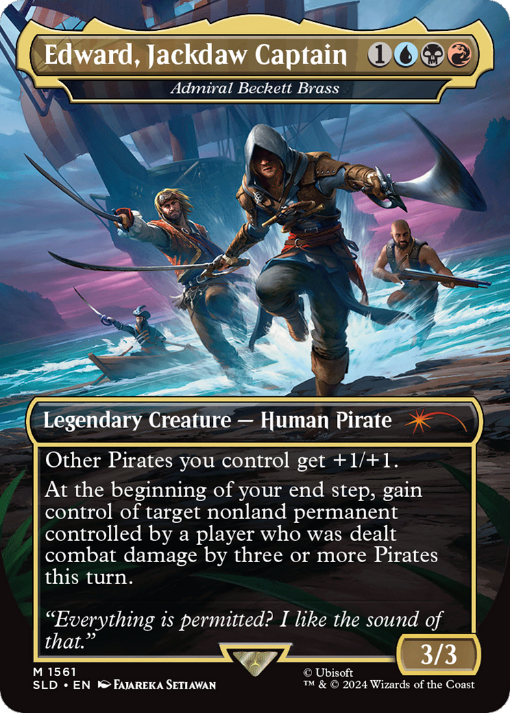 Edward, Jackdaw Captain - Admiral Beckett Brass (SLD-1561) - Secret Lair Drop / Edward, Jackdaw Captain (Borderless) Foil-1