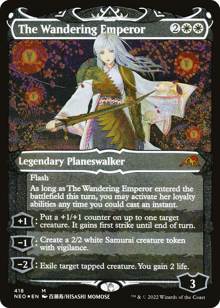 The Wandering Emperor (NEO-418) - Kamigawa: Neon Dynasty: (Showcase) Etched Foil-1