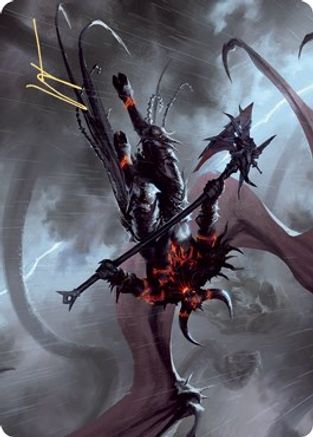 Burning-Rune Demon Art Card (Gold-Stamped Signature) [Kaldheim Art Series]-1