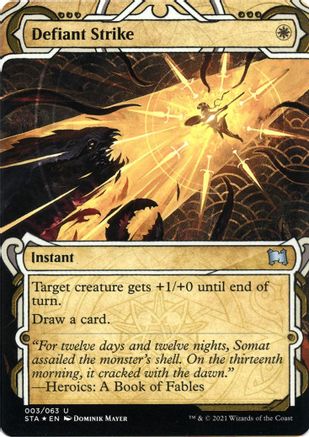 Defiant Strike (Foil Etched) [Strixhaven: School of Mages Mystical Archive]-1
