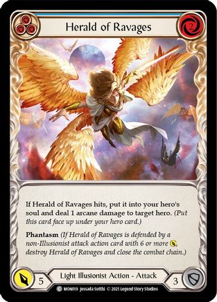 Herald of Ravages (Blue) [MON019-RF] (Monarch)  1st Edition Rainbow Foil-1